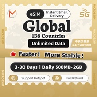 Global eSIM 138 Regions 3-30Days Israel&Jordan eSIM Unlimited Data Global eSIM Card