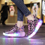 【100% High Quality】XONGT two-wheeled Heelys LED rechargeable luminous shoes adult child roller skate