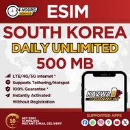 eSIM SOUTH KOREA Daily Unlimited 500 MB Data | eSIM Activated Instantly