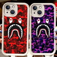 H118 Bape Shark White Casing for iPhone 6 7 6s 8 Plus 13 14 Pro Max