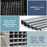 Pipa Kotak Besi / Pipa Hollow / Besi Hollow 20x40x2.0 mm