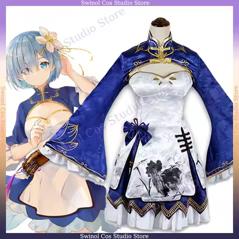 Rem Ram Cosplay Cheongsam Anime Re:Life In A Different World From Zero Chinese Style Lolita Dresses 