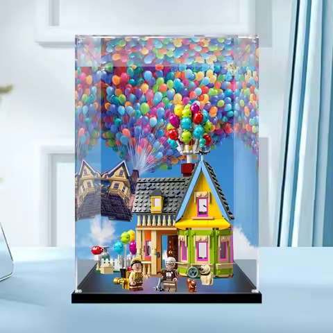 20x 15x 30cm 3mm Patterned Display Case For Lego 43217 Flying Balloon Up House Building Blocks Showc