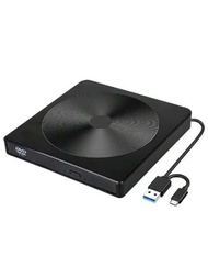 1入組外置 CD DVD 驅動器，USB 3.0 Type-C 超薄便攜式外置 CD DVD 和/-RW 光驅刻錄機寫入播放器，適用於筆記本電腦台式電腦