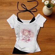Madoka Cropped Top - Shoujo Y2K Grunge Manga Gyaru Emo Tee
