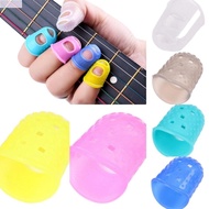 SJIAO 4pcs/set Guitar Fingertip Protectors, Rubber Thimble Non-Slip Silicone Finger Guards, Confidence Sewing Cooking Tool Guitar Accessories Solid Color Ukulele