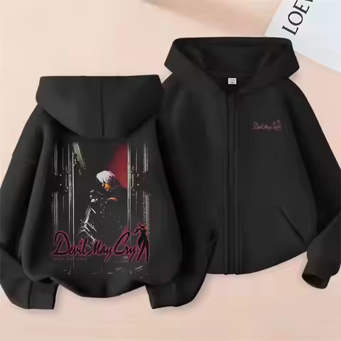 Game Devil May Cry Dante Zipper Hoodie Fans Gift Men Women Vintage Gothic Oversized Zip Up Jacket Ma