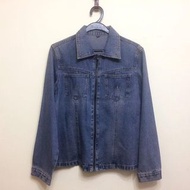 簡約復古百搭女裝加加大碼修腰修身藍色拉鍊工装牛仔外套西裝短褸【Oversized XXL free size Women's blue denim jacket short vintage chic 