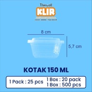 Clear Thinwall Square/Plastic Container 150 ML Contents 25 Sets
