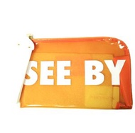 SEE BY CHLOE PVC 手拿包，附吊飾，19UP822509，橘色，淨CLEAR包。 [近新][二手][SEE BY CHLOE]