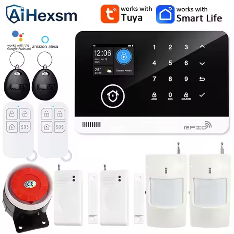 Wireless Signal WIFI GSM Home Security Alarm System work with Tuya Smart Life With Motion Sensor Com