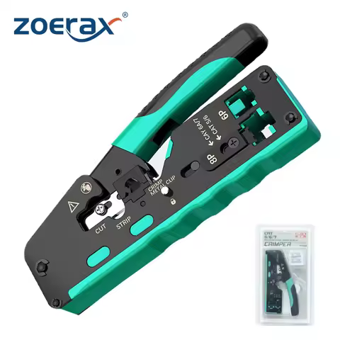 ZoeRax RJ45 Crimping Tool Pass Through, Professional Grade Ethernet Cable Crimper for Cat7 Cat6A Cat