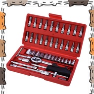 Tool Box 🧰46pcs Chrome Vanadium Socket Set Tool Box Set Ratchet Spanner Wrench Set🧰