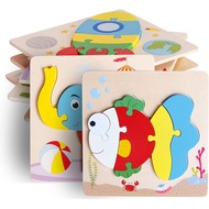 Wooden Puzzle Jigsaw Toy, 8 Pack Puzzle Toys for Toddlers 3-4 Years Old boy and Girl Birthday Gift E