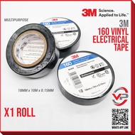 3M™ TEMFLEX 160 ELECTRICAL TAPE/COLOR VINYL TAPE/PVC INSULATION WIRE TAPE 1 ROLL 10 ROLL BLACK 18MM 