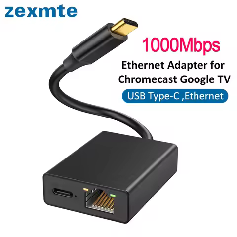 Zexmte Ethernet Adapter for Chromecast 4K Google TV USBC Type-C to 1000Mbps Network Card for Smartph