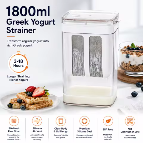 1100ml/1800ml Yogurt Filter Greek Yogurt Strainer Food Strainer Storage Container Whey Separation Ch