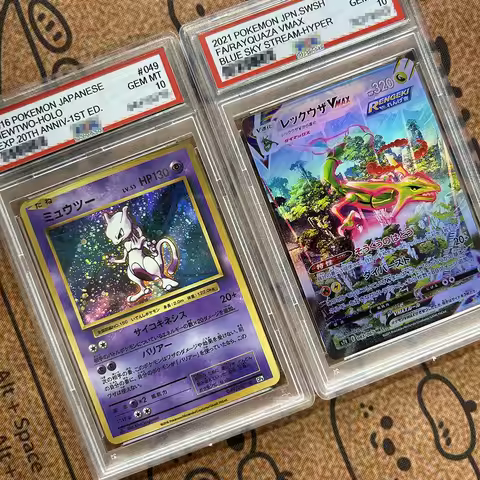 Diy PTCG Rating Card Mewtwo-HOLO FA/RAYQUAZA VMAX Gengar Charizard Eevee Umbreon Ex Hobby Collection