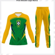 FOOTBALL JERSEY PILDUN 2026 BRAZILWanita BRAZIL JERSEY/ BRAZIL SUIT T-SHIRT/ FULLPRINT BRAZIL CLOTHE
