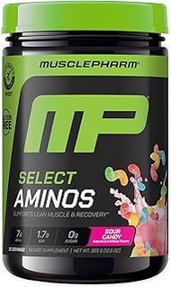 MusclePharm Select Amino's EAA + BCAAs, Post Workout Essential Amino Acids Powder, Pre Workout Energ