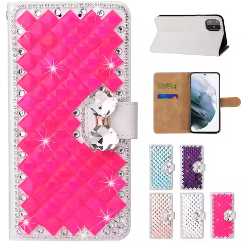 Glitter Wallet Flip Cover Leather Case For Huawei Pura 70 Pro P60 Art P50 Pro P30 P40 Lite P Smart 2