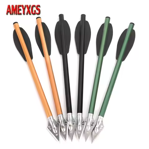 6pcs Aluminium Arrow 6.3 Inch Archery Crossbow Arrow Blades Arrow Tips Replaceable Broadhead Crossbo