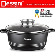 DESSINI ITALY 20CM Casserole Die Cast Aluminium Induction Non Stick Pot Bowl Pan Cookware Tool with 