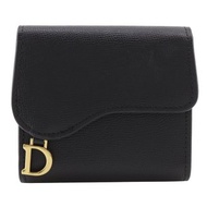 【日本直送】迪奧 Dior Compact Wallet 三摺短夾 小牛皮 黑色 女仕【二手品】