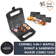 CORNELL 3-IN-1 WAFFLE, DONUT & SANDWICH MAKER (CSME1105S)