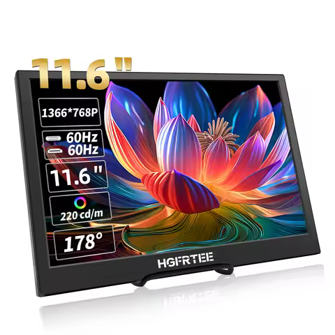 HGFRTEE 11.6-inch 250Cd/m² Gaming Portable Monitor for Laptop, Display LED FHD External Second Compu