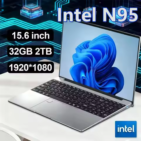 15.6 Inch HD Notebook 120Hz IPS Display Intel N95 32GB RAM 2TB SSD Backlit Keyboard Reliable Battery