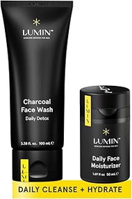 Lumin - Dynamic Duo - Skin Care kit for Men - Includes: Charcoal Face Wash Daily Detox & Daily Face 