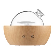 Glass Essential Oil Diffuser with Real Wood Base, 200ml Ultrasonic Aromatherapy Diffuser, Glass Dome