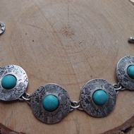 鍍銀 新石器時代 手鐲，可調節尺寸，附槓鈴扣