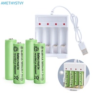 AMETHYSTVY AA / AAA Battery Charger Universal Rechargeable 4 Slot USB Battery Charger