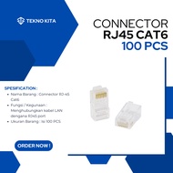 Rj45 CAT6 / CLEAR RJ-45 CONNECTOR / RJ45 CAT 6 CONNECTOR / CAT6 LAN CABLE CONNECTOR CONTENTS 100 PCS