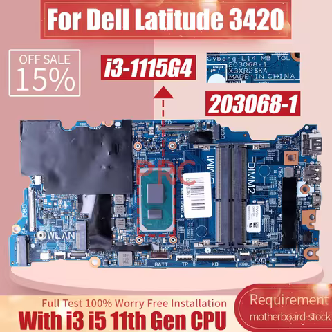 For Dell Latitude 3420 Notebook Mainboard 203068-1 0MC6DP CN-0FND8G 0FND8G FND8G 0KMD3M I3-1115G4 I5