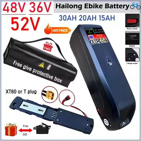 Hailong Battery 36V 48V 52V 20Ah 30A 15Ah for Bafang BBS02 BBS03 BBSHD Motor Hailong Battery 36V Hai