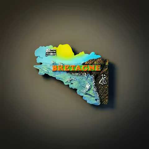 France, Brittany, national flag，3D Stereoscopic，Tourism souvenirs，Resin painting，Decoration home，Ref