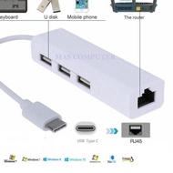 TYPE-C TO RJ45 WITH 3 PORT USB HUB 2.0 / USB TYPE-C TO LAN RJ45 + USB HUB 2.0