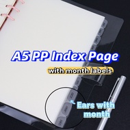 12Pcs A5 Size Loose Leaf PVC Index Card Divider Binder Side Month Initial Index Page