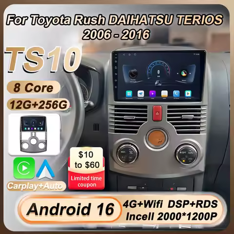 Wireless Carplay Auto Car Radio For Toyota Rush DAIHATSU TERIOS 2006 - 2016 Android 16 2 Din Split S