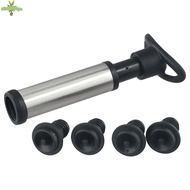 [Mulstore 0822] Wine Saver Pump With 4 x Vacuum Bottle Stoppers Stainless Steel New