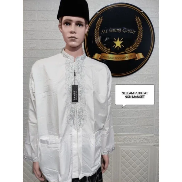 Baju Muslim Bamus Koko Tamer Lengan Panjang Putih By Tamer House