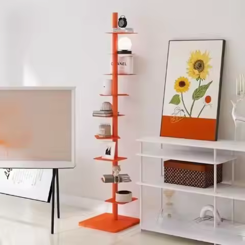 9- Layers Creative Bookcases Iron Rotating Invisible Spiral Bookshelf Living Room Display Shelf Hous