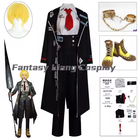 Game Limbus Company Don Quixote Cosplay Costume Wig Shoes Full Set Uniform Outfit Halloween Carnival