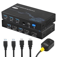 KVM Switch 8K@60Hz 4K@120Hz, HDMI 2.1 USB 3.0 KVM Switch for 2 Computer Share Monitor and USB, Included 2 * 8K HDMI 2.1 Cables &amp; 2*USB 3.0 Cables and Wired Controller