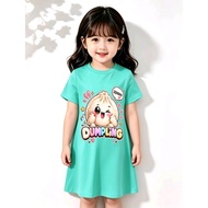 Girls' house dress with dumpling squshy motif, viral 3-10 years old k.685