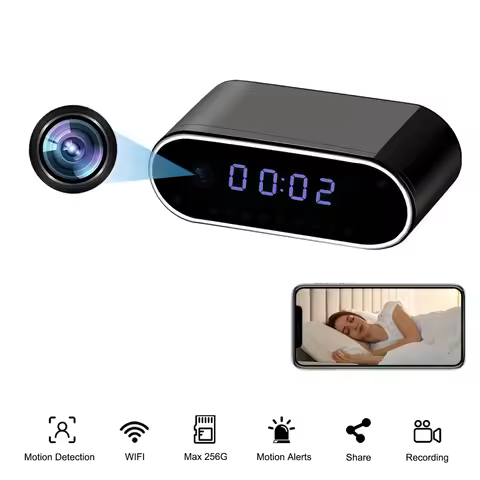 Mini Camera Clock - Covert Surveillance Camera with 4K Resolution, WiFi, Night Vision, Motion Detect