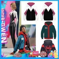 Black Spiderman Miles Morales Costume For Kids Boy Spider Gwen Stacy Costume for Kids Girl with Mask